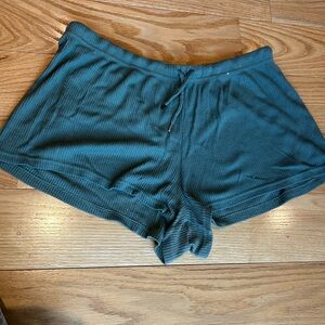 Primark Ribbed Lounge Shorts in Teal Green